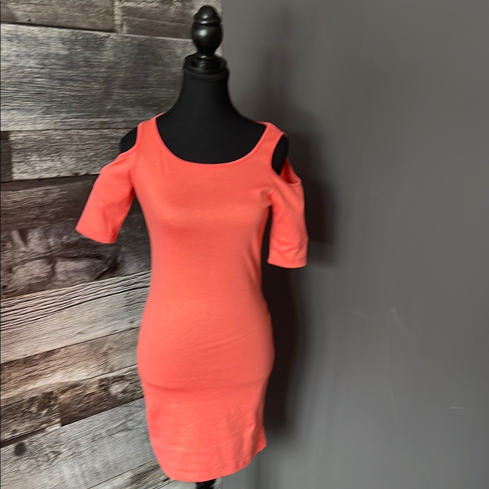 Orange Cold Shoulder Dress